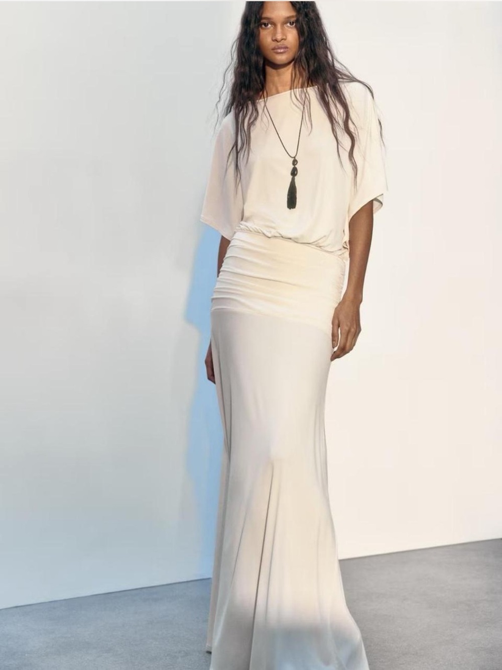 H&M light beige maxi dress stapled maxi dress - Size: XXL, NWT